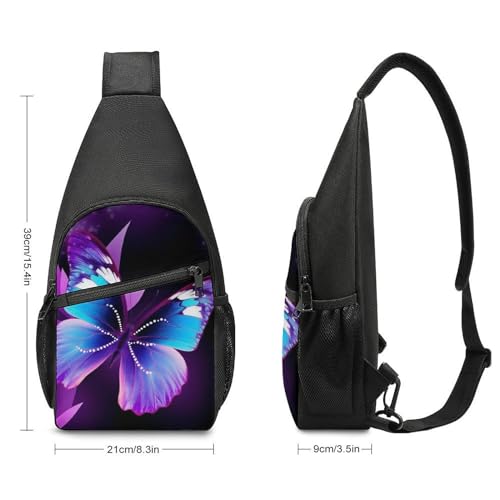 Bolso bandolera azul púrpura con diseño de mariposa miniatura 2