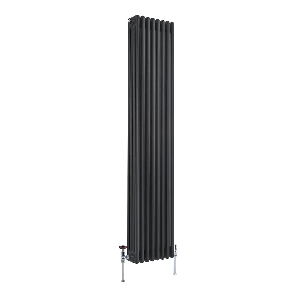 Milano Anthracite Windsor Cast Iron Style Vertical Four Column Radiator - 1800Mm X 380Mm