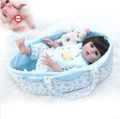 HOMONEY 48Cm Lebensechte Neugeborene Puppe Reborn Puppe Ganzkörper Weiche Silikon Flexible Kuddly Baby Tasche Tasche Schlafkorb Neugeborenes Baby – Bild 7