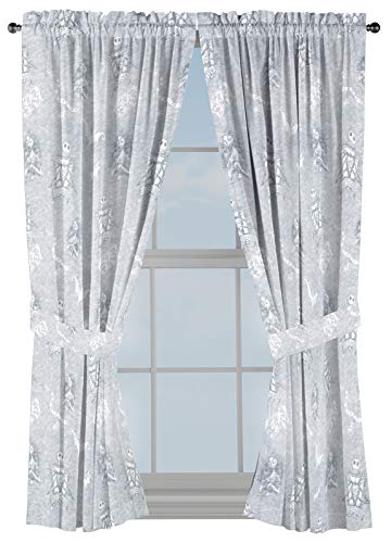 Jay Franco Disney Nightmare Before Christmas Meant to Be 63" Inch Drapes - Beautiful Room Décor & Easy Set Up, Bedding - Curtains Include 2 Tiebacks, 4 Piece Set (Official Disney Product)