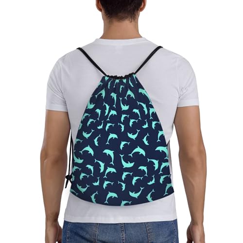 Cute Dolphin Pattern Drawstring Backpack Bag, With Adjustable, Gym Travel, Yoga Bags for Men Women2