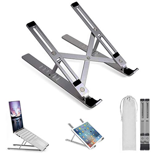 Yugefom Laptop Stand, Adjustable Aluminum Laptop Computer Tablet Stand, Ergonomic Foldable Portable Desktop Holder Compatible with All 10-17 Laptops