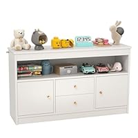 Maxmass Kids Toy Storage Organizer, Children Storage Cabinet with Drawers, Large Open Shelf, Wooden Book Display Unit for Playroom, Kindergarten, Living Room