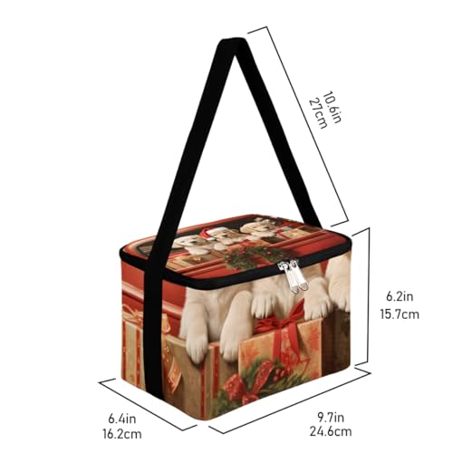 GzLeyigou Lunch Bags for Women Men 9 Cans,Christmas Dogs Hot & Cold Food Delivery Bag Insulated Grocery Bag Insulated Lunch Box Cooler Bag for Office Work Picnic Beach