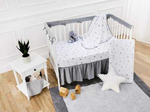 Image of TL Care Cotton Fitted Crib Sheet 52x28 inch, Super Stars | 100% Natural Cotton Crib and Toddler Bed Sheets, Soft, Breathable & Hypoallergenic, Gentle on Skin, Neutral for Boys & Girls