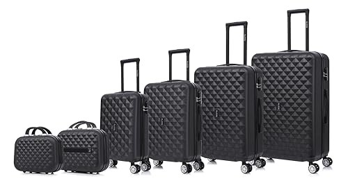 CELIMS – Set de Valises 6 Pièces | Bagage a Main + Cabine + Moyenne + Grande + 2X Vanity | Lot de Valises | 45+ 55cm + 65cm + 75cm | Légers et Rigides |...