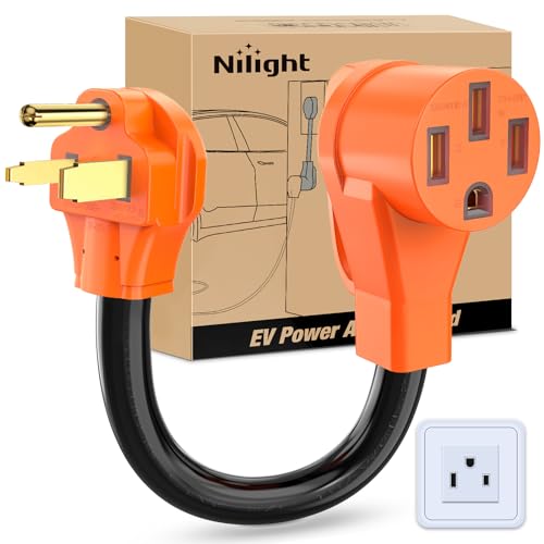 Image of Nilight EV Charger Adapter Cord 50 Amp to 50Amp 4 Prong Pure Copper 250V Welder Outlet Plug Conversion Heavy Duty 10 Gauge Wire 6-50P 14-50R 50M /50F