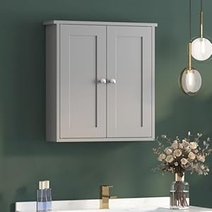 Bathroom Wall Cabinet,Medicine Cabinets for Bathroom Cabinet Wall Mounted,Medicine Cabinet Over Toilet,Surface Mount Medicine Cabinet for Laundry Room,Kitchen,Grey,22×23