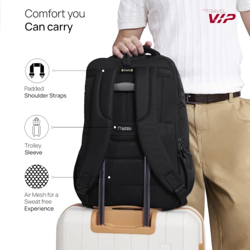 Image of VIP VOGUE 17 Inch Compatible Laptop Backpack 27L + 5L Expandable | Water-Resistant with 3 Compartments | Padded Laptop Sleeve, Side Bottle Pocket | Office & Travel Backpack for Men & Women