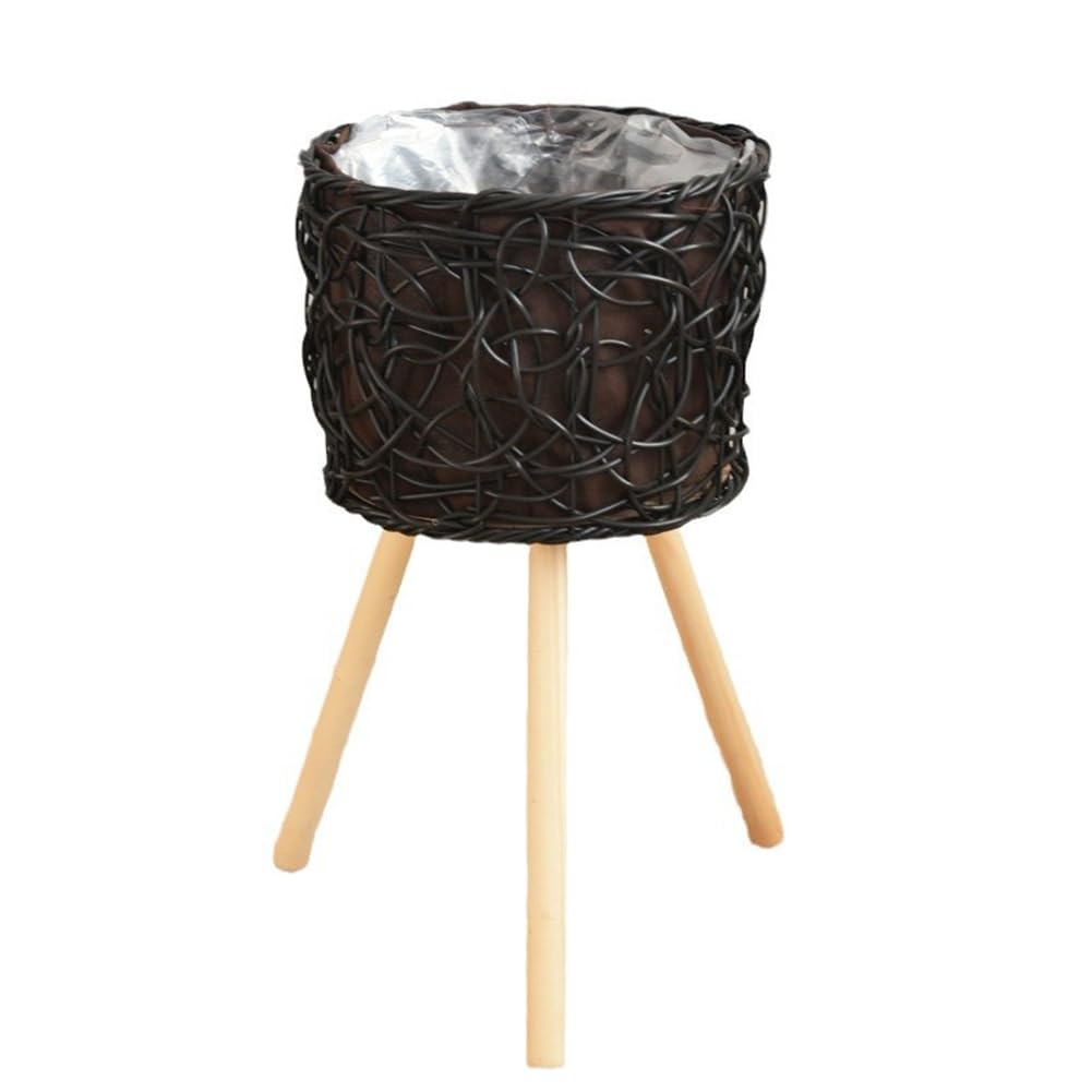CTRLZS Balcony Floor-Standing Plant Baskets Woven Flower Pots Living Room Decorative Flower Stands Indoor Storage Racks,20cm