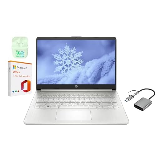 HP 14" LED Business Laptop Computer, 16GB RAM 320GB Storage (64GB eMMC+256GB SD Card), Intel Quad-Core N4120, Windows 11 S Laptop with 1-Year Microsoft Office 365, PLUSERA Earphones, Silver