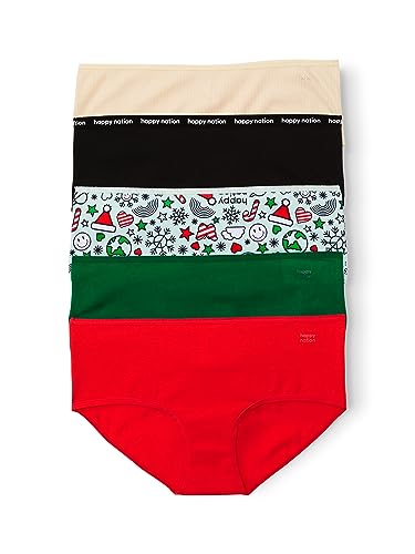 Happy Nation Girls' 5 Pack Cotton Hipster