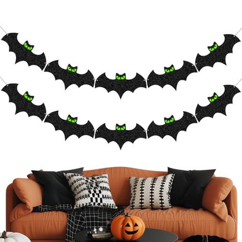Halloween Banners - 8.2ft Glitter Glowing Decoration for Porch Party | Thick Cardboard Festive Banner for Store, Home, Window, G