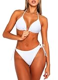 Navneet Women 2 Piece Bikini Sets Push Up Triangle Bikini Top Sexy Cheeky Bikinis Bottoms Beach Swimsuit Swimming Costume White M