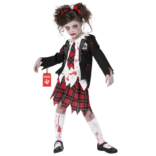 Morph Disfraz Colegiala Zombie Niña, Disfraz Zombie Niña, Disfraz Niña Zombie Halloween, Disfraz Zombi Niña, Disfraz Miedo Niña, Disfraz Zombie Colegiala Niña, Disfraz Halloween Niña Zombie Talla S