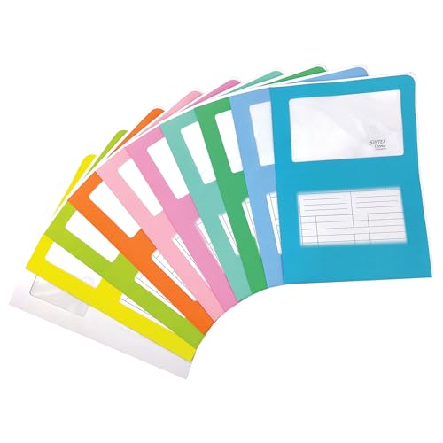 Blasetti Lot de 20 dossiers porte-documents avec fenêtre - Sintex Chrome MIX COLOR classeur de documents pour bureau, format A4, papier usomain 120 g, ouvert sur deux côtés