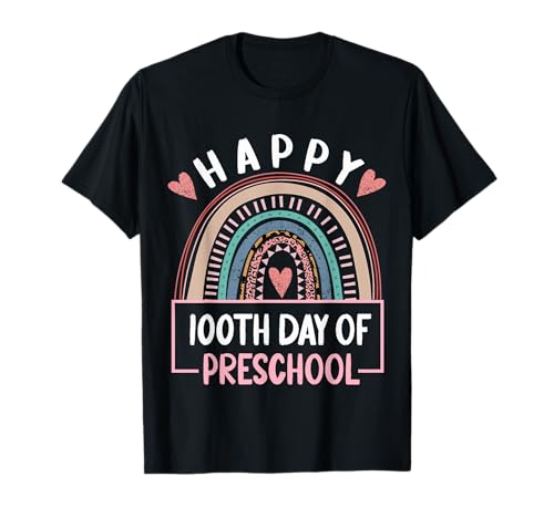 100 Día de Preescolar Rainbow 100 Días de Maestro de Escuela Camiseta