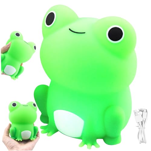 Porgeel Lámpara de luz de rana para niños Lámpara de rana Dimmable recargable Pat linda Noche Luz suave Ojo suave Cartoon Frog Night Lamp regalos para niños
