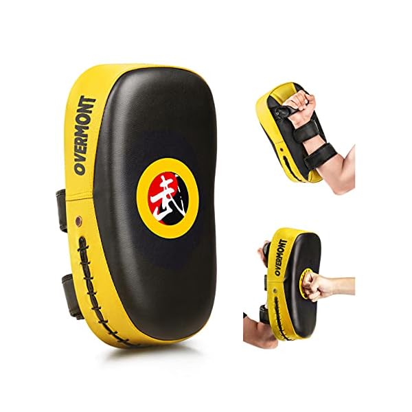 Overmont Taekwondo Kick Pad with Curved Punching Surface Karate Kicking Shield PU Leather for Boxing Martial Art Kickboxing Training(1 Pc Sold as Single)