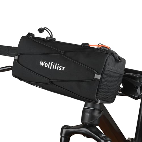 WOLFILIST Multifunctional Bike Handlebar Bag-2.4L Waterproof Bike Frame Front Pouch,Convertible Handlebar to Crossbody Sling Bag,Minimalist Design for Mountain/Road Bikes