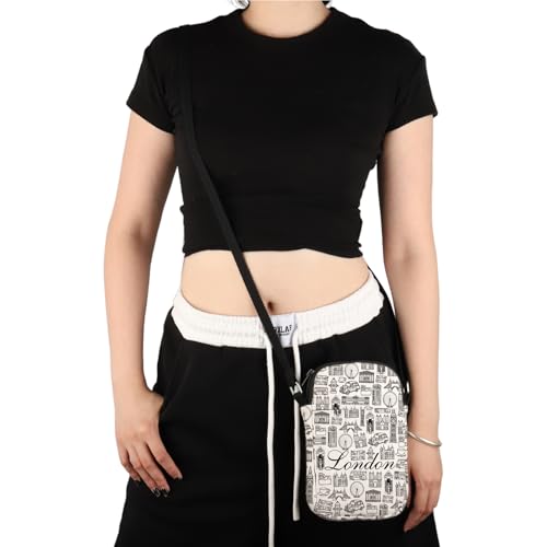 VAMSII London Lover Gift London Doodles Landmarks Crossbody Bag London Vacation Trip Travel Bag London Souvenir Gift4