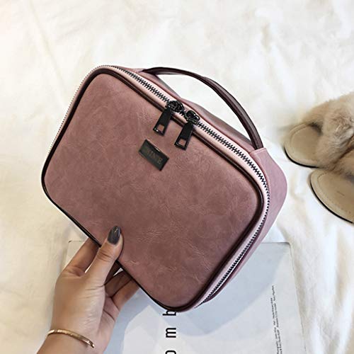 Preisvergleich Produktbild LFOZ Retro Kosmetiktasche Haushaltsaufbewahrungstasche Multifunktionswaschbeutel Reise Aus Tragbarem PU-Material Wohlfühlen Metallschieber Mehrfarbig Optional Kosmetiktasche (Color : Pink)