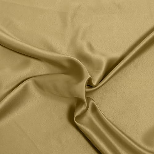 Image of Blackout Door Curtain with Tie Back 8 feet 2 Pcs | Room Darkening, Thermal Insulated, Noise Reducing Heavy Polyester Solid Curtain (Gold Colour)