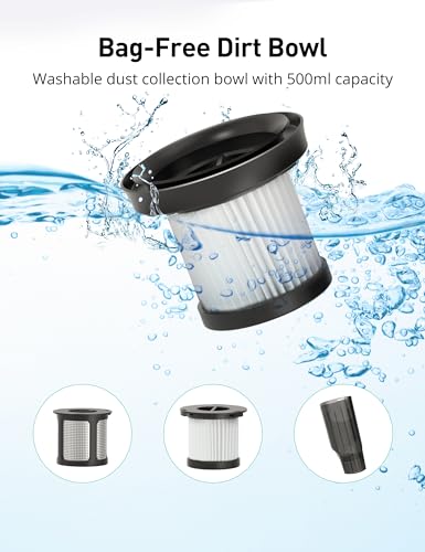 Image of Aspiron Cordless Handheld Vacuum, 24KPA Powerful Car Vacuum, 2-Speed, 2 Charging Methods, Wireless Charger, Ergonomic Handle, Portable Rechargeable Vacuum Cleaner for Car, Home, Ink