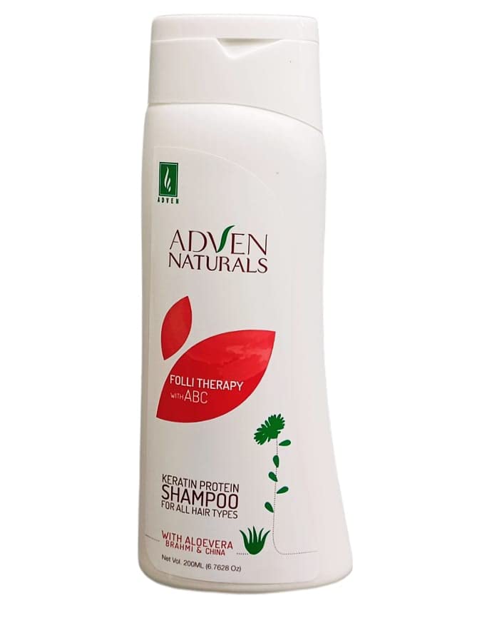 Adven Naturals Keratin Protein Shampoo Folli Therapy With ABC For All Hair Types With Aloevera Brahmi & China 200ML (Pack OF 1)