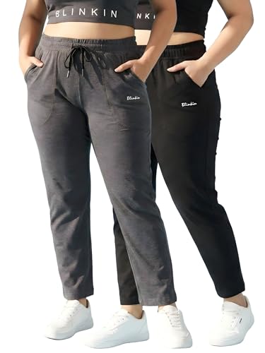 Image of BLINKIN Ankle Length Plus Size Cotton Track Pant for Woman | Ultimate Summer Lowers & Pajama for Women Pack of 2 (combo-plus-86)