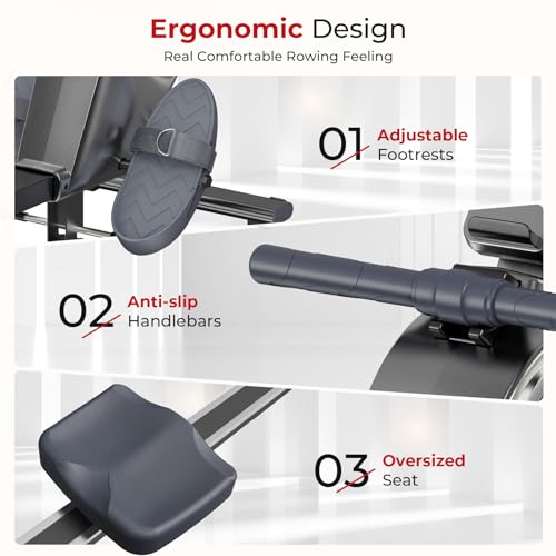 Máquina de remo magnética, máquina de remo Dripex Bluetooth para uso doméstico com trilho deslizante