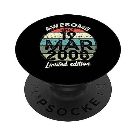 Camiseta de cumpleaños de 15 años, 19 de marzo de 2008, 15 cumpleaños PopSockets PopGrip Intercambiable