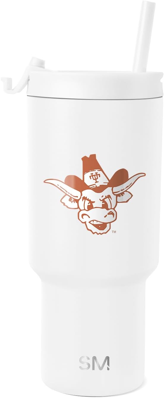 Simple Modern Officially Licensed Collegiate Texas Longhorns 30 oz Tumbler with Flip Lid and Straws | Insulated Cup Stainless Steel | Retro Vault Collection | University of Texas