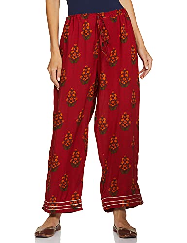 Image of BIBA Cotton Printed Straight Casual Palazzos