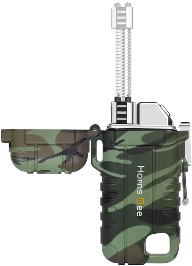 Horns Bee Windproof Electric Lighter - Plasma Lighters with Long Flexible Neck, Rechargeable Electric Candle Lighters, Waterproof Torch Lighter, Camping Accessories Survival Hiking Gear (Camo)