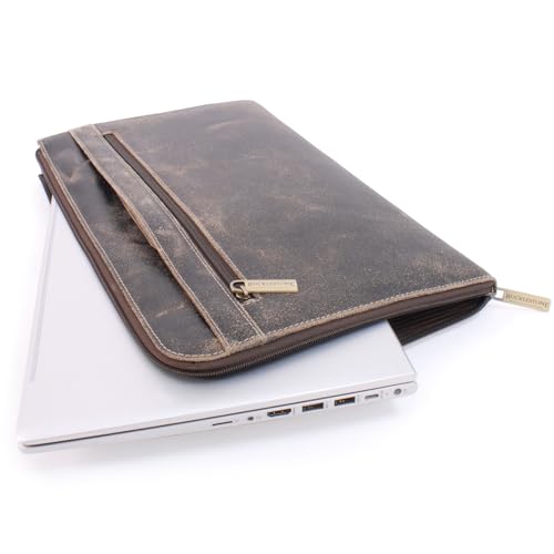 Bucklestone, Men's Leather A4 Zip Conference Folder, Document Holder With Card & Pen Pockets, Fits Tablet, Retractable Handle - Image 3