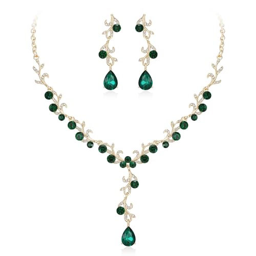 Juego de collar y pendientes de cristal para novias y damas de honor