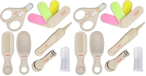 Image of LuvLap 7In1 Baby Grooming Kit, Portable Baby Grooming Kit for New Born Baby, Finger Brush, Hair Brush, Comb, Baby Nail Scissor, Baby Nail Cutter,Tweezer,Nail Filer,Newborn,Infants,Toddlers, White, 0m+