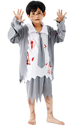 ALMDA Disfraz de Estudiante de Zombi de Halloween, Disfraz de Terror Para NiñOs, Fiesta TemáTica Muerta Para Estudiantes, Cosplay (L) Cover
