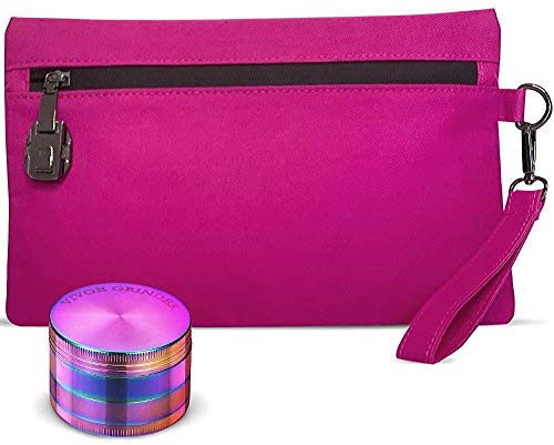 Smell Proof Bag with Combination Lock and Spice Grinder | Smell Proof Container | Smell Proof Pouch | Smell Proof Odor Proof Bag | Smell Proof Case | Stash Bag Smell Proof | Dog Tested Smellproof Bag