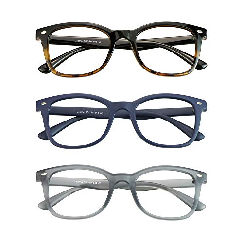 Image of Blue Light Blocking Glasses 3 Pack Square Frame Computer Gaming Reading Glasses Men Women Anti Eyestrain