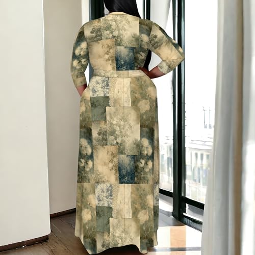 Image of SUZONANA Women's Plus Size Maxi Dresses Casual Loose Short Sleeve Long Maxi Dress with Belt Wedding