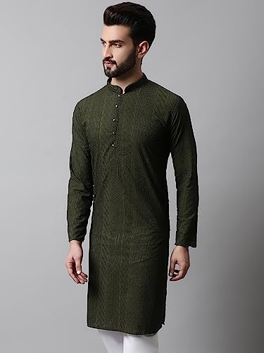 Image of Jompers Embroidered Cotton Kurtas for Men