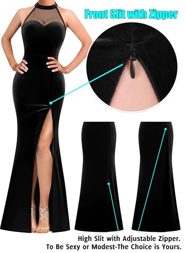 Image of VFSHOW Womens Halter Formal Prom Gala Wedding Guest Maxi Dress Evening Gown