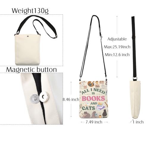 Books And Cats Crossbody Bag Bookish Gifts For Book Lovers Book Reader Gift All I Need Is Books And Cat Cell Phone Sling Bag2