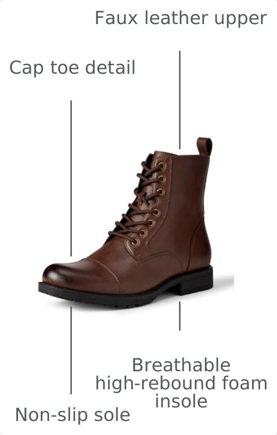 Image of Amazon Essentials Men's Cap Toe Lace Up Combat Boots