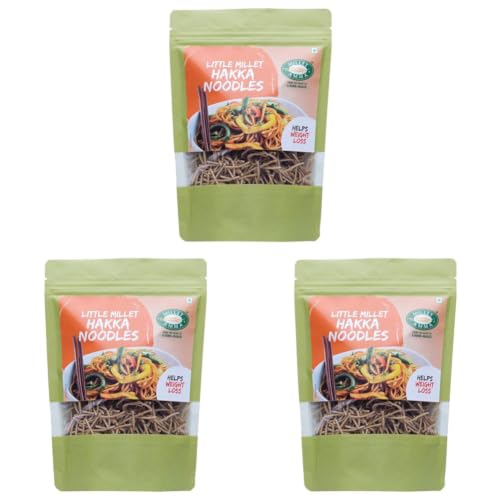 Image of Millet Amma Little Millet Hakka Noodles | 180 Gms Pack | Easy & Ready To Cook | Zero Maida & 100% Vegan | Best Choice For Instant Breakfast & Dinner | Healthy Foods | Gluten Free (Pack of 3)