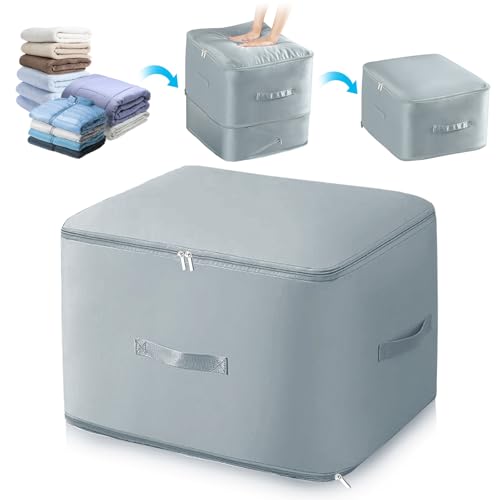Ultra Space Saving Self Compression Organizer, Duvet Storage Bag, Bed Sheet Organiser, Clothes Storage Bag,Large Capacity Storage Box, Bedding Storage (Grey, XL) Ultra Space Saving Self Compression Organizer, Duvet Storage Bag, Bed Sheet Organiser, Clothes Storage Bag,Large Capacity Storage Box, Bedding Storage (Grey, XL)