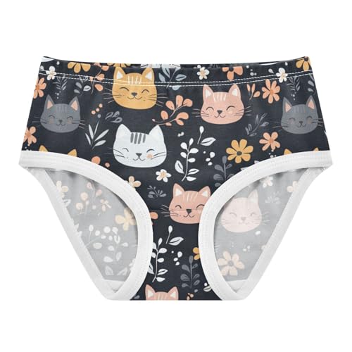 ZZKKO Cat Face Flower Girls Underwear Toddler Panties for Girls Comfort Brief Size 2-8T