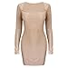 Short Dress for Women Casual Spring Sheer Mesh Long Sleeve Square Neck Rhinestones Semi See-Through Bodycon Mini Party Dresses Clubwear Going Out Date Festival Rave Outfits Nude L